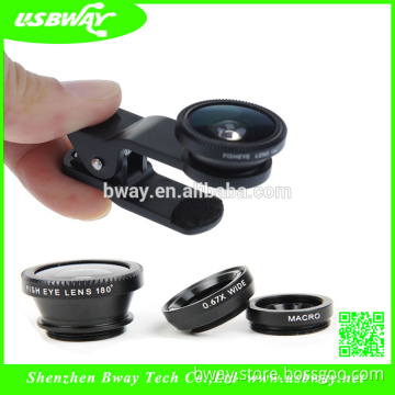 Hot new Promotional Product 180 degree 3 in 1 fish eye lens + Wide Angle + Micro Lens with optical glass for Camera